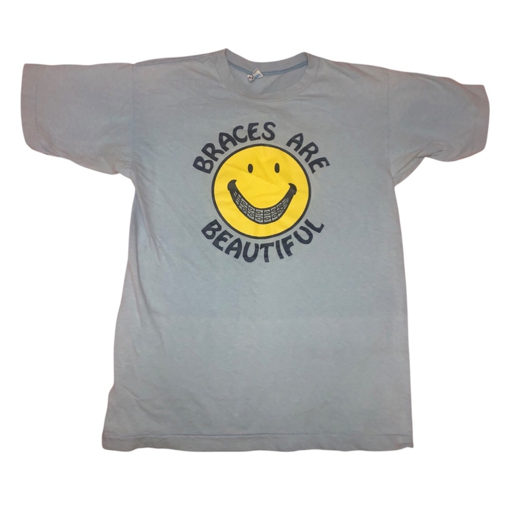 Vintage 70s Champion Braces Are Beautiful Graphic TShirt Single Stitch RARE Med